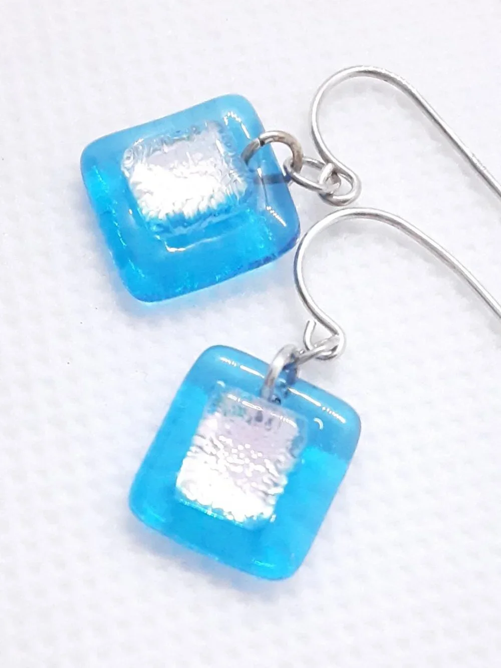 Summer Bright NEW ocean blue glass French wire earrings